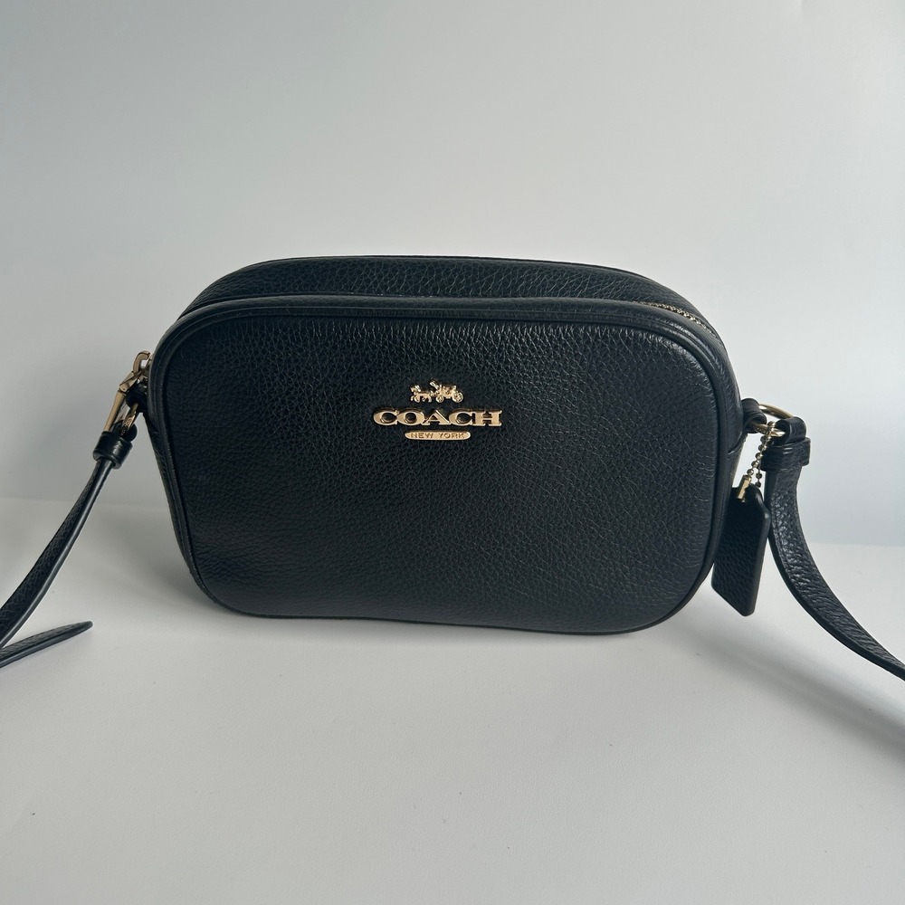 Coach Mini Jamie Camera Bag Black Pebbled Leather Crossbody CA069